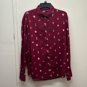 🦋 Livergy Holiday Winter Button Down Top - Size XL